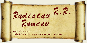 Radislav Romčev vizit kartica